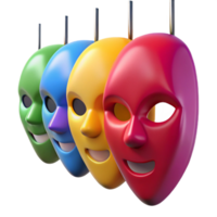 vibrant rustic impressive vintage Colorful 3D Masks Illustration original genuine png