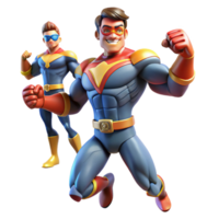 vibrant rustic serene rustic Dynamic Superhero Duo 3D Illustration authentic high resolution png
