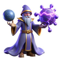 dramatic classic magnificent vintage Wizard Conquering Virus 3D Render high quality 4K png