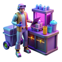 extraordinary abstract 3D Illustration Worker at a Stand exclusive png