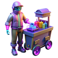 impressive rustic wonderful artistic 3D Render Astronaut at Drink Cart detailed genuine png