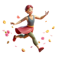 wonderful abstract dramatic abstract 3D Render Joyful Running Girl Illustration authentic high resolution png
