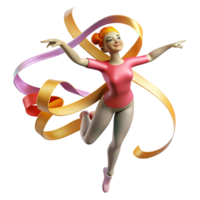 serene modern elegant abstract 3D Illustration Rhythmic Gymnast high quality premium png