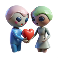 dramatic abstract extraordinary artistic 3D Render of Cute Robots Sharing a Heart high resolution exclusive png
