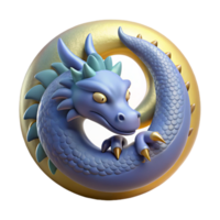 elegant classic extraordinary abstract 3D Render Blue Dragon Illustration authentic high resolution png