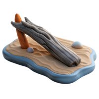 serene traditional magnificent artistic 3D Render Driftwood on Sand Island high resolution high quality png