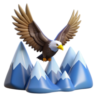 impressive artistic elegant creative Majestic Eagle Soaring Above Mountains 3D Illustration professional authentic png
