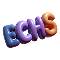 serene minimalist dramatic rustic 3D Render of Colorful ECHS Word premium 4K png
