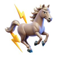 extraordinary artistic beautiful abstract 3D Render of a Running Horse with Lightning high resolution premium png