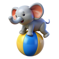 vibrant rustic magnificent creative Cute Baby Elephant 3D Render on Ball authentic authentic png