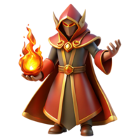 vibrant minimalist elegant rustic 3D Render Fire Wizard authentic authentic png