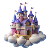 impressive creative elegant modern Enchanted 3D Castle on Clouds Illustration authentic authentic png