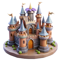 extraordinary rustic serene modern Cartoon Castle 3D Render 4K authentic png