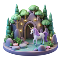 stunning artistic elegant rustic Enchanted Unicorn 3D Render professional high quality png