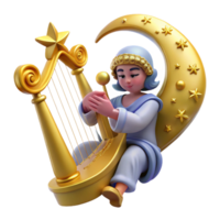 stunning traditional impressive rustic 3D Render Celestial Harp Angel authentic high resolution png