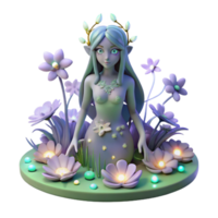 serene minimalist stunning vintage Enchanted 3D Render of an Elf in a Garden genuine original png