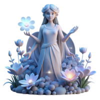 dramatic minimalist dramatic minimalist Serene 3D Render of a Goddess in a Garden 4K premium png