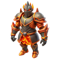 serene contemporary wonderful minimalist Fiery Knight 3D Render high resolution high resolution png