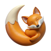 extraordinary minimalist stunning vintage Sleeping Fox 3D Render exclusive authentic png