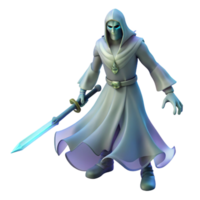 dramatic abstract 3D Render Ghostly Figure with Sword high quality png