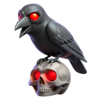 stunning abstract 3D Render Raven on Skull high quality png