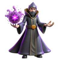 elegant rustic serene traditional 3D Render Wizard with Magic Orb authentic high quality png
