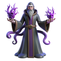 vibrant abstract 3D Render Wizard with Purple Flames high resolution png