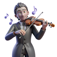 elegant minimalist wonderful modern 3D Illustration Violinist Playing Musical Notes high resolution high resolution png