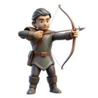 stunning traditional 3D Cartoon Archer Illustration original png