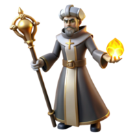 serene classic 3D Render of a Medieval Wizard original png
