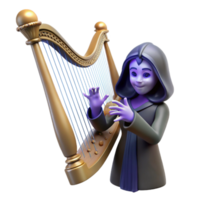 serene abstract stunning minimalist 3D Render of a Hooded Figure Playing a Harp exclusive professional png