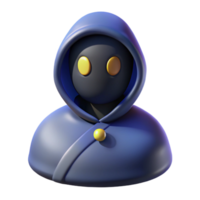 vibrant contemporary 3D Render Mysterious Hooded Figure high resolution png