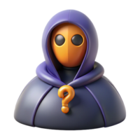 impressive abstract 3D Render Mysterious Figure with Question Mark 4K png