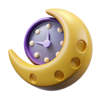 vibrant rustic Crescent Moon Clock 3D Render high quality png
