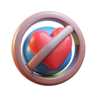 wonderful minimalist 3D Render Heart No Love Icon genuine png