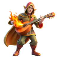 serene modern Fantasy Elf Musician 3D Render high resolution png