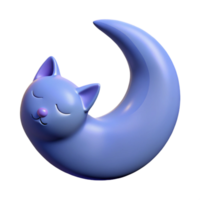 elegant rustic Sleeping Cat Moon 3D Render authentic png