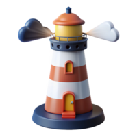 wonderful minimalist Cartoon Lighthouse 3D Render original png