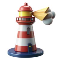 vibrant abstract 3D Cartoon Lighthouse Illustration authentic png