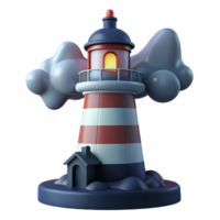 magnificent creative Cartoon Lighthouse 3D Render high quality png
