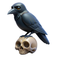 stunning rustic 3D Render Raven on Skull authentic png