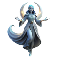 dramatic contemporary 3D Render Moon Goddess Illustration detailed png