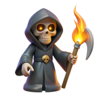 serene abstract Cute Grim Reaper 3D Render high resolution png