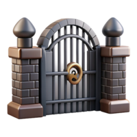 wonderful abstract 3D Render of Dark Gate with Brick Pillars high resolution png
