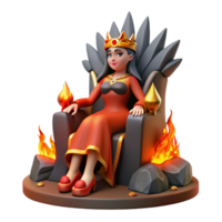 impressive rustic 3D Render Queen on Fiery Throne authentic png