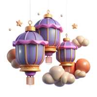 magnificent rustic 3D Render Purple Lanterns Illustration high resolution png