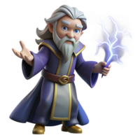 serene abstract 3D Render Wizard with Lightning Staff exclusive png