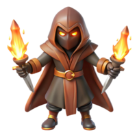 wonderful abstract 3D Render Dark Wizard with Fire Torches authentic png