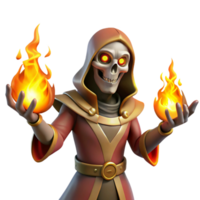 extraordinary abstract 3D Render Skeleton Wizard with Fire original png
