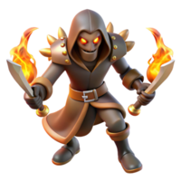 dramatic artistic Fiery 3D Render of Hooded Figure authentic png